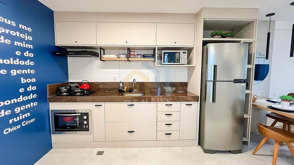 Cozinha completa em apartamento Genius Flats